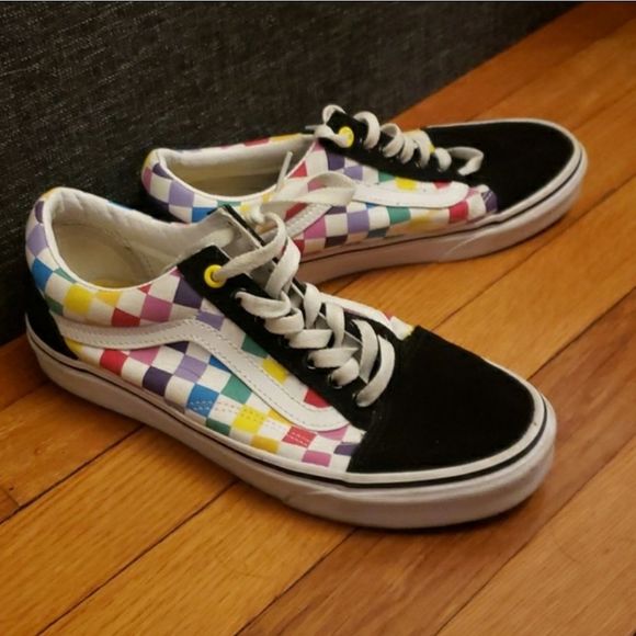 🌈 Vans Old Skool Rainbow Checkerboard Skater Shoe Unisex 7 Men / 8.5 Women - Picture 10 of 13